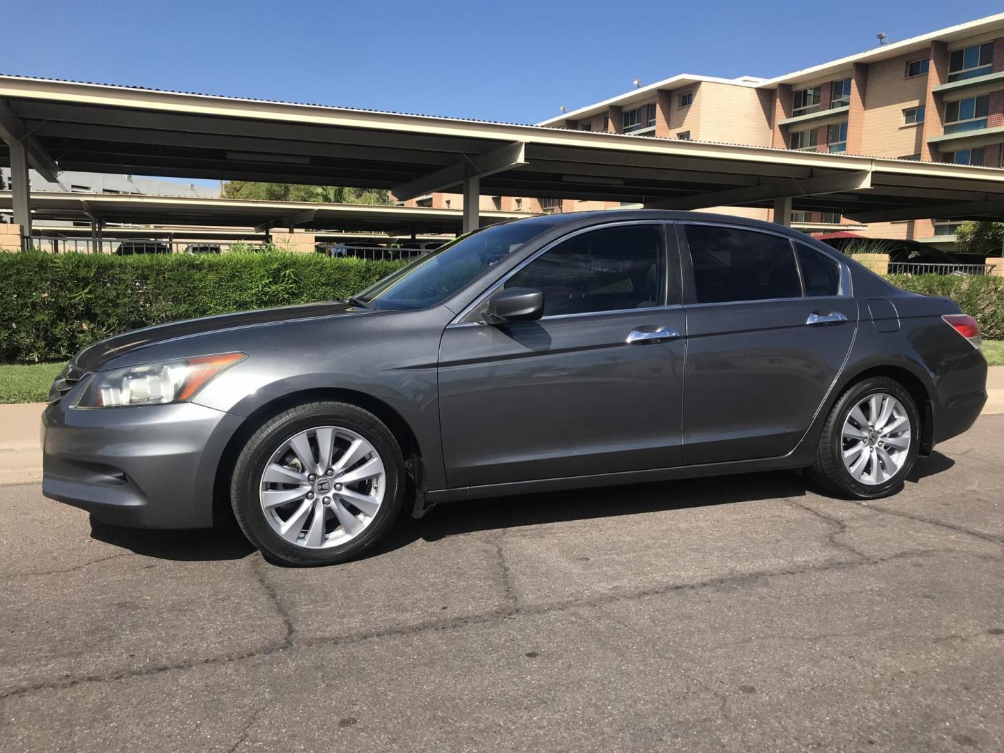 2011 gray /gray Honda Accord EX-L V-6 Sedan AT (1HGCP3F82BA) with an 3.5L V6 SOHC 24V engine, 5-Speed Automatic transmission, located at 323 E Dunlap Ave., Phoenix, AZ, 85020, (602) 331-9000, 33.567677, -112.069000 - 2011 Honda Accord EX-L,.....A Must See!!...Automatic, 3.5L Engine, V6, Super Quality vehicle -- 159k miles .... Ice cold AC. The car is gorgeous inside and out. Power windows, Power door locks, Stereo/ CD Player, Phone sync, Bluetooth, Beautiful grey exterior with gray leather seats, Clean Arizona t - Photo#2