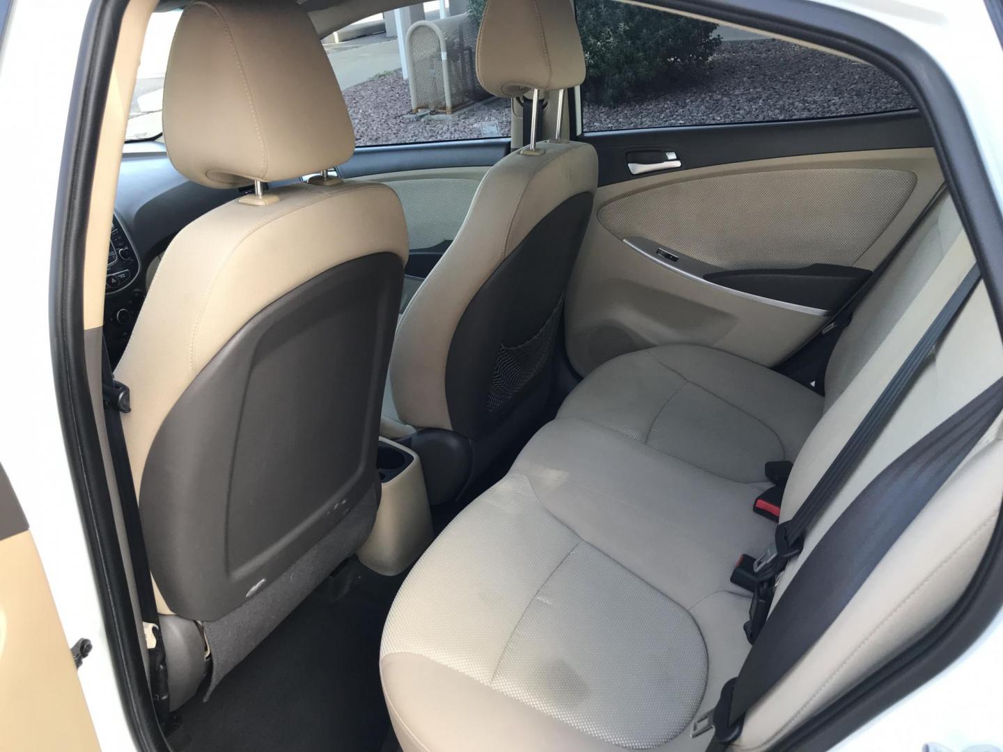 2013 WHITE /tan Hyundai Accent GLS 4-Door (KMHCT4AE7DU) with an 1.6L L4 DOHC 16V engine, located at 323 E Dunlap Ave., Phoenix, AZ, 85020, (602) 331-9000, 33.567677, -112.069000 - 2013 Hyundai Accent GLS , Automatic, 1.6L , 4cyl. Super Economical ............ Low 120k miles, .... A Must See!! ....... Ice cold AC...... The car is gorgeous inside and out. Power windows, Power door locks, Premium Stereo/CD Player, Beautiful White and black interior with tan cloth seats, Clean Ar - Photo#11