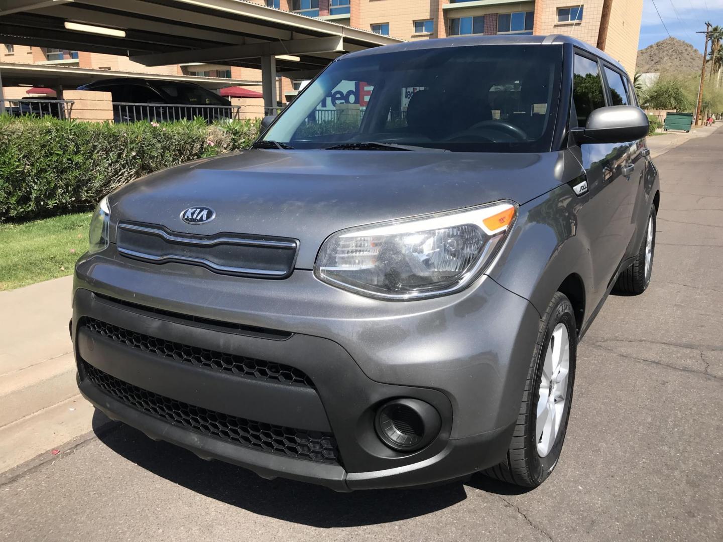 2018 gray /black Kia Soul Base 6M (KNDJN2A2XJ7) with an 1.6L L4 DOHC 16V engine, 6M transmission, located at 323 E Dunlap Ave., Phoenix, AZ, 85020, (602) 331-9000, 33.567677, -112.069000 - Photo#0